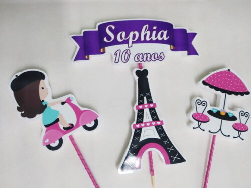 Paris Topo de Bolo Personalizado