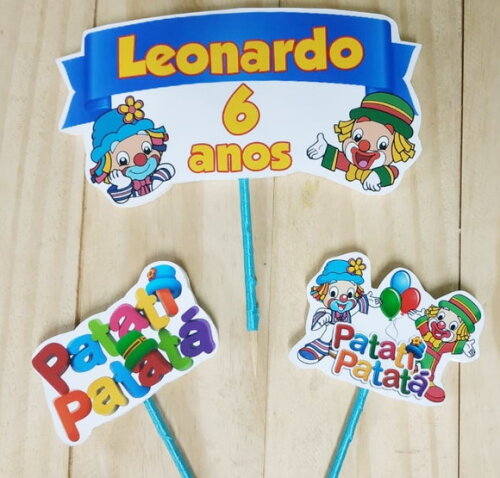 Patatí Patatá Topo de Bolo Personalizado Pronta Entrega