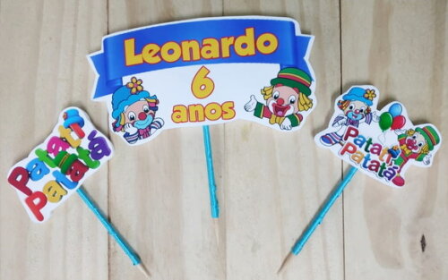 Patatí Patatá Topo de Bolo Personalizado Pronta Entrega