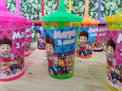 Patrulha Canina Copos com Canudo Personalizados