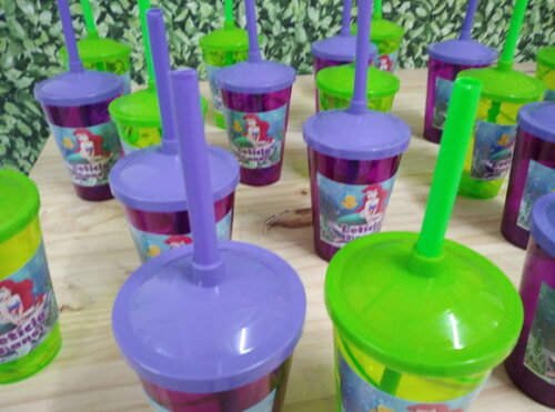 Pequena Sereia Copo Canudo Personalizado Pronta Entrega