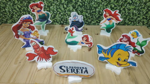 Pequena Sereia Kit de Mesa Displays 8 Peças Pronta Entrega