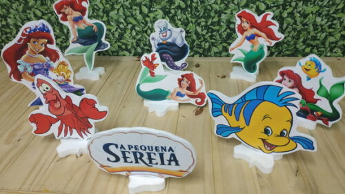 Pequena Sereia Kit de Mesa Displays 8 Peças Pronta Entrega