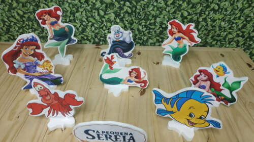 Pequena Sereia Kit de Mesa Displays 8 Peças Pronta Entrega