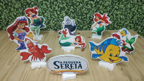 Pequena Sereia Kit de Mesa Displays 8 Peças Pronta Entrega