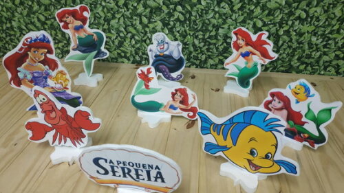 Pequena Sereia Kit de Mesa Displays 8 Peças Pronta Entrega