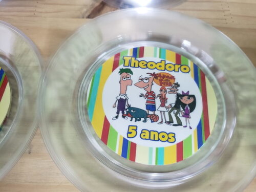 Phineas e Ferb Prato 15 cm Personalizado Pronta Entrega