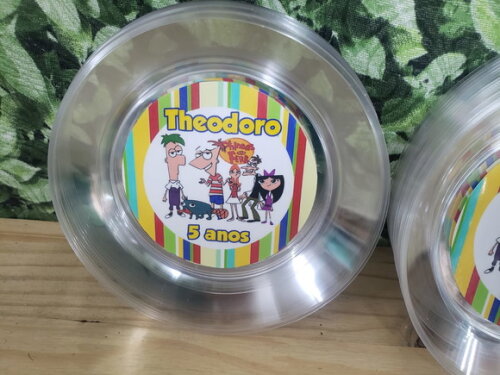 Phineas e Ferb Prato 15 cm Personalizado Pronta Entrega