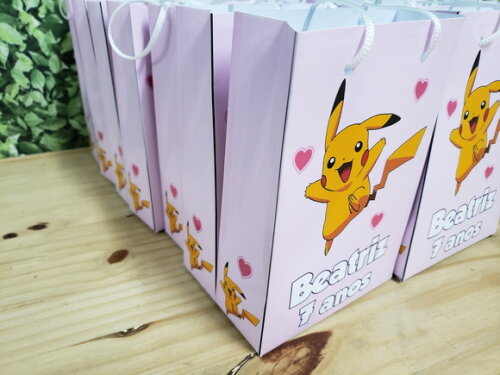Pikachu Rosa Sacola Personalizada Pronta Entrega