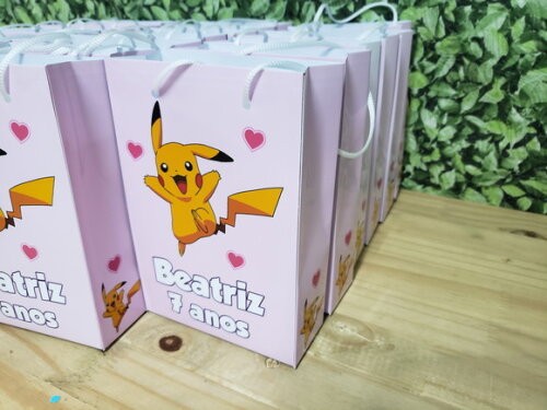 Pikachu Rosa Sacola Personalizada Pronta Entrega