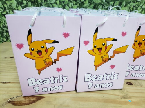 Pikachu Rosa Sacola Personalizada Pronta Entrega