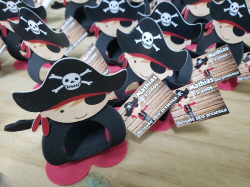 Pirata Lembrancinha Porta Bombom Tag Personalizada