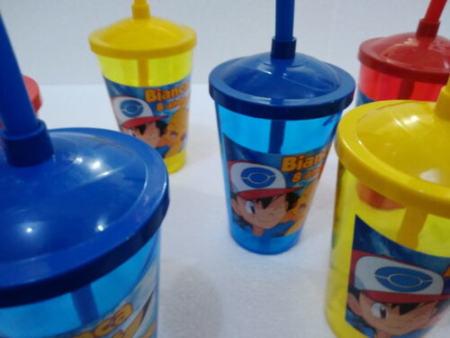 Pokemon Copo Canudo Personalizado Pronta Entrega