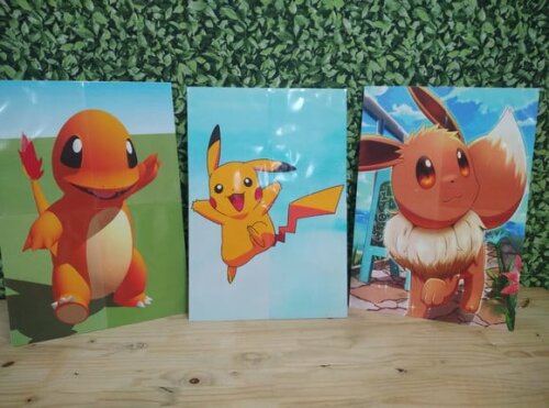 Pokemon Kit de Parede 3 Unidades Tamanho 58x40 cm Cada