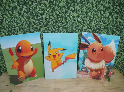 Pokemon Kit de Parede 3 Unidades Tamanho 58x40 cm Cada