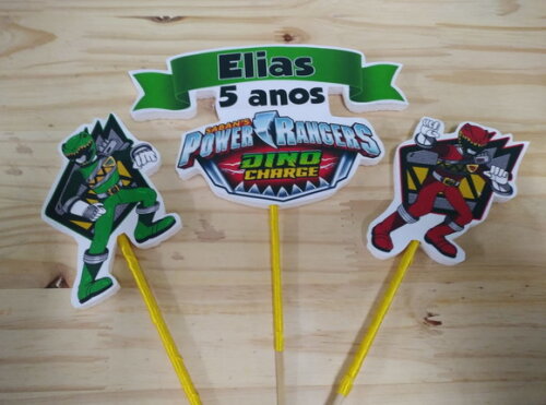 Power Rangers Dino Topo de Bolo Personalizado P Entrega