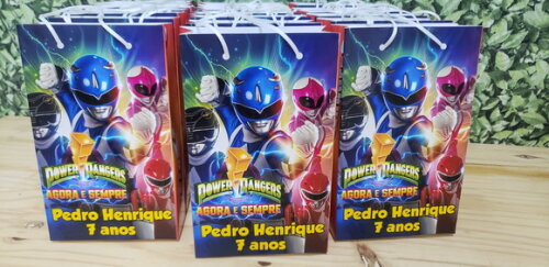Powers Rangers Sacola Personalizada Tam Médio 24x17x8 cm