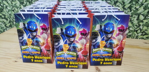 Powers Rangers Sacola Personalizada Tam Médio 24x17x8 cm
