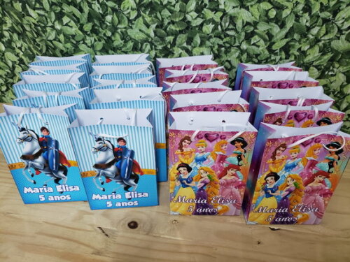 Princesa e Principe Sacolas Personalizadas Pronta Entrega