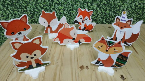 Raposinha Kit de Mesa Displays 8 Peças Pronta Entrega
