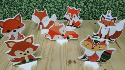 Raposinha Kit de Mesa Displays 8 Peças Pronta Entrega