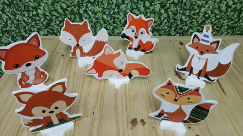 Raposinha Kit de Mesa Displays 8 Peças Pronta Entrega