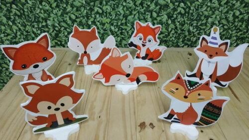 Raposinha Kit de Mesa Displays 8 Peças Pronta Entrega