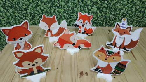 Raposinha Kit de Mesa Displays 8 Peças Pronta Entrega