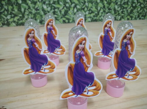 Rapunzel Tubetes com Apliques Personalizado Pronta Entrega