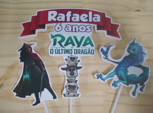 Raya e o Ùltimo Dragão Topo de Bolo Personalizado P Entrega
