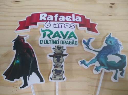 Raya e o Ùltimo Dragão Topo de Bolo Personalizado P Entrega
