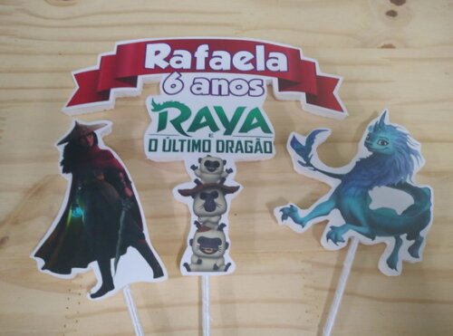 Raya e o Ùltimo Dragão Topo de Bolo Personalizado P Entrega
