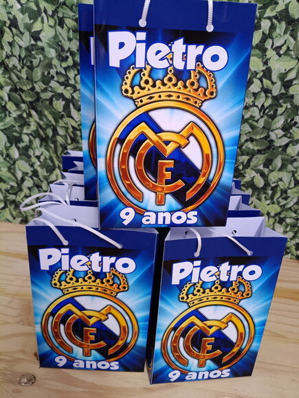 Real Madrid Sacola Personalizada Tam 24x17x8 cm Pronta Entrg