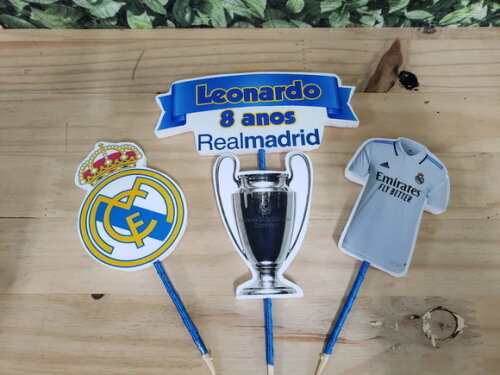 Real Madrid Topo de Bolo Personalizado Pronta Entrega