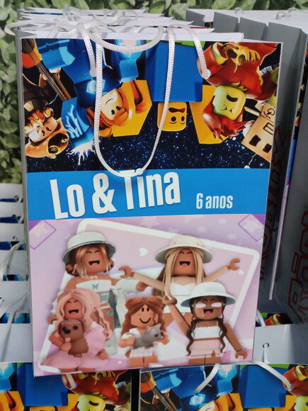 Roblox Gemeos Sacola Personalizada T 24x17x8 Pronta Entrega