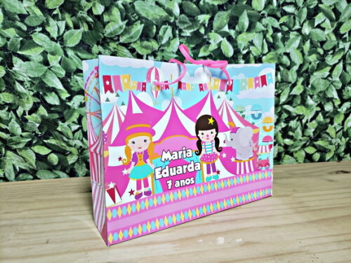 Sacola Personalizada Circo Rosa Horizontal