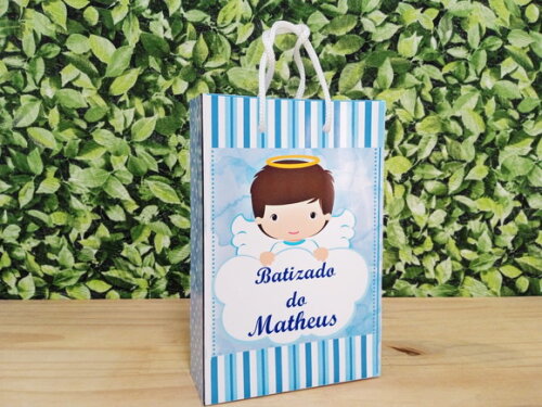Sacola Personalizada Batizado Anjo
