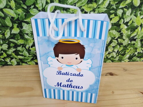 Sacola Personalizada Batizado Anjo