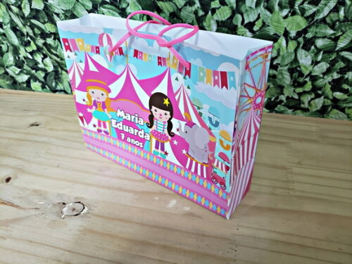 Sacola Personalizada Circo Rosa Horizontal