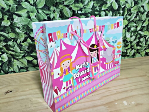 Sacola Personalizada Circo Rosa Horizontal