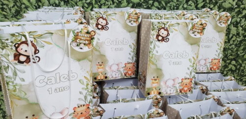 Sacola Personalizada Safari Aquarela Tam Médio