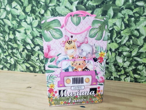 Safari Rosa Sacola Personalizada Pronta Entrega