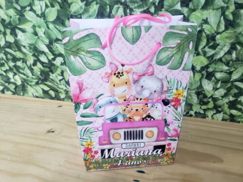 Safari Rosa Sacola Personalizada Pronta Entrega