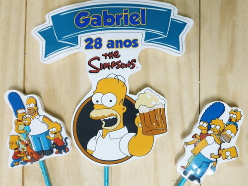 Simpson Topo de Bolo Personalizado Pronta Entrega