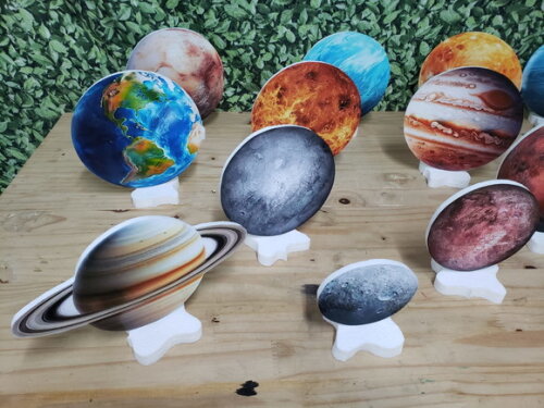Sistema Solar Planetas Kit Displays Mesa 14 Peças Pronta Ent