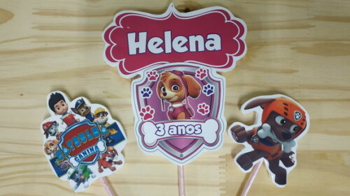 Skye Topo de Bolo Personalizado Pronta Entrega