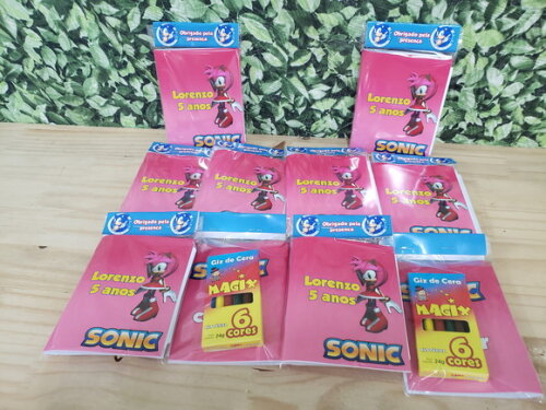 Sonic Amy Rose Caderninho Lembrancinha Personalizada