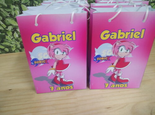 Sonic Amy Rose Sacola Personalizada Tam 14,4x10,5x3,00 cm