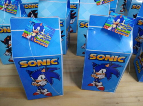 Sonic Caixa Milk Personalizada com Tag de Agradecimento