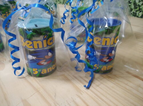 Sonic Cofrinho Personalizado com Saquinho e Tag